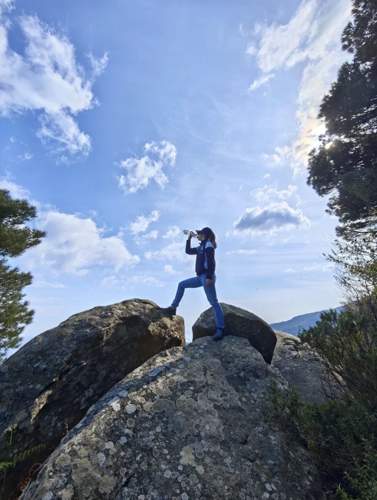 Matorina erfrischt sich auf einem Felsen
